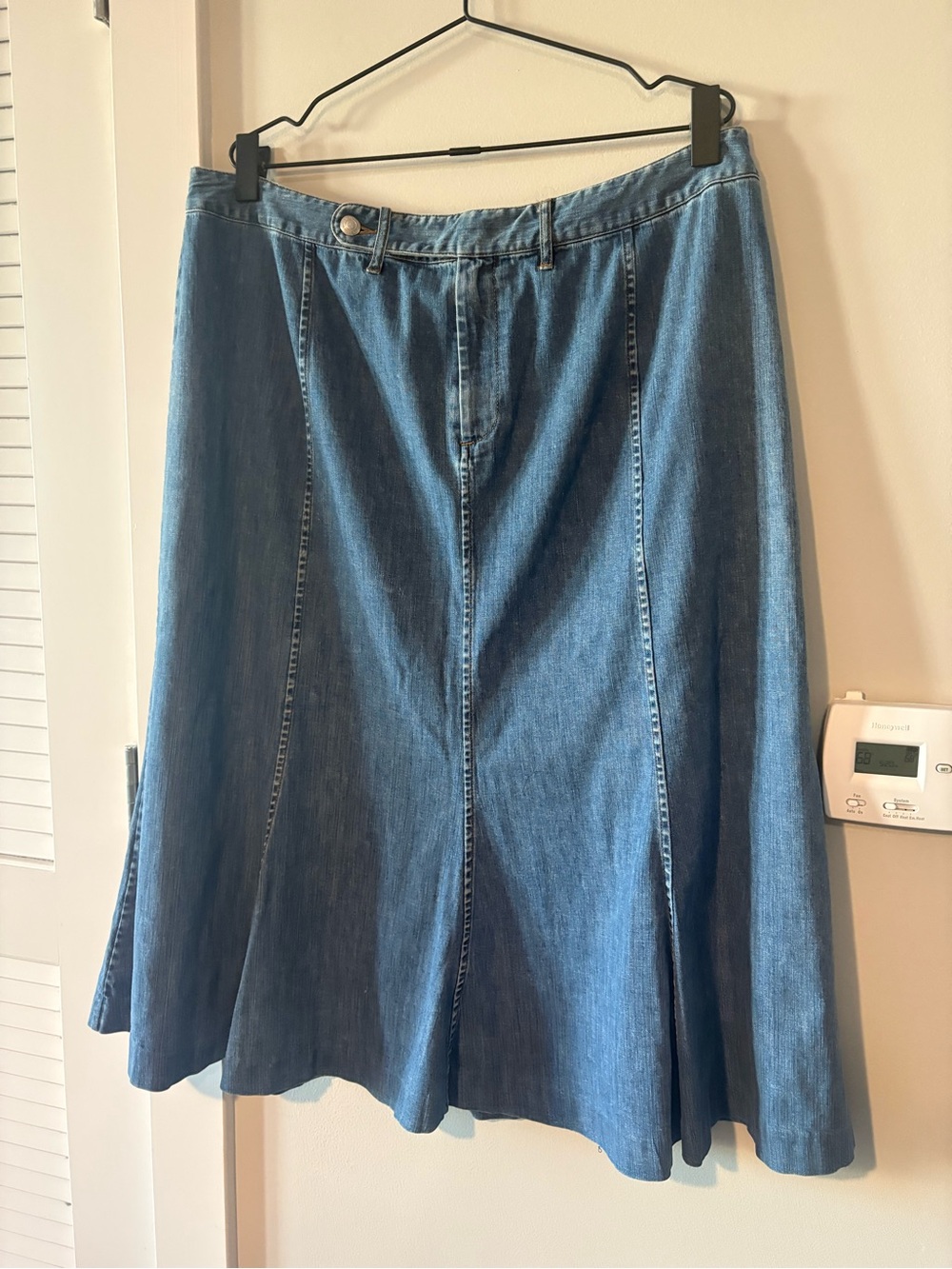 Vintage Ralph Lauren Denim A-Line Midi Skirt - Blue PLUS 16W